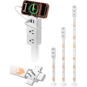 2 Pack Electrical Outlet Extender Stick Features USB-C, 2 USB-A, 2AC Outlets, 17"-36" Extandable Stick Access Hard-to-Reach, 4-Way Wall Plug Power Socket Extender Behind Couch, Nightstands