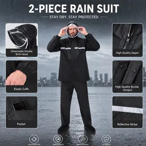 Waterproof Rain Suit for Men Women-Lightweight,Breathable Jacket and Pants Set, Breathable Lining & Reflective Strips,Windbreaker raincoat,Rain poncho,Rain poncho,Outdoor hiking raincoat,hooded rain ponchofor Hiking,Cycling,Camping, Fishing Windproof