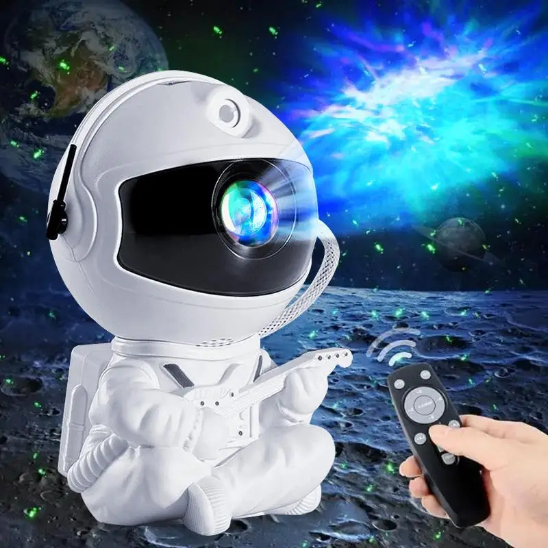 Batteries Required Astronaut Projector LED Light, Galaxy Projector Night Light with Remote Control, Star Projector Ambient Lamp with Nebula Effects, R