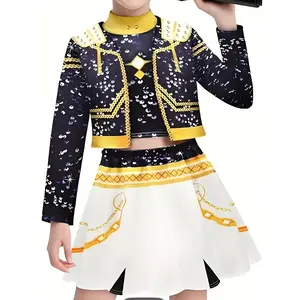 Kids Stage Outfit 3pcs White Dance Uniform for Boys Girls Halloween Performance Cheerleading Party Festival Idol Singer Costumes