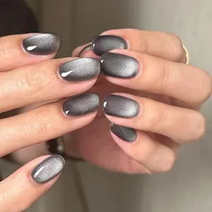 Short Square Cat Eye Fake Nail, 24pcs Removable False Nail with Nail File & Tape, Press on Fake Nail for Women & Girls DIY Nail Art