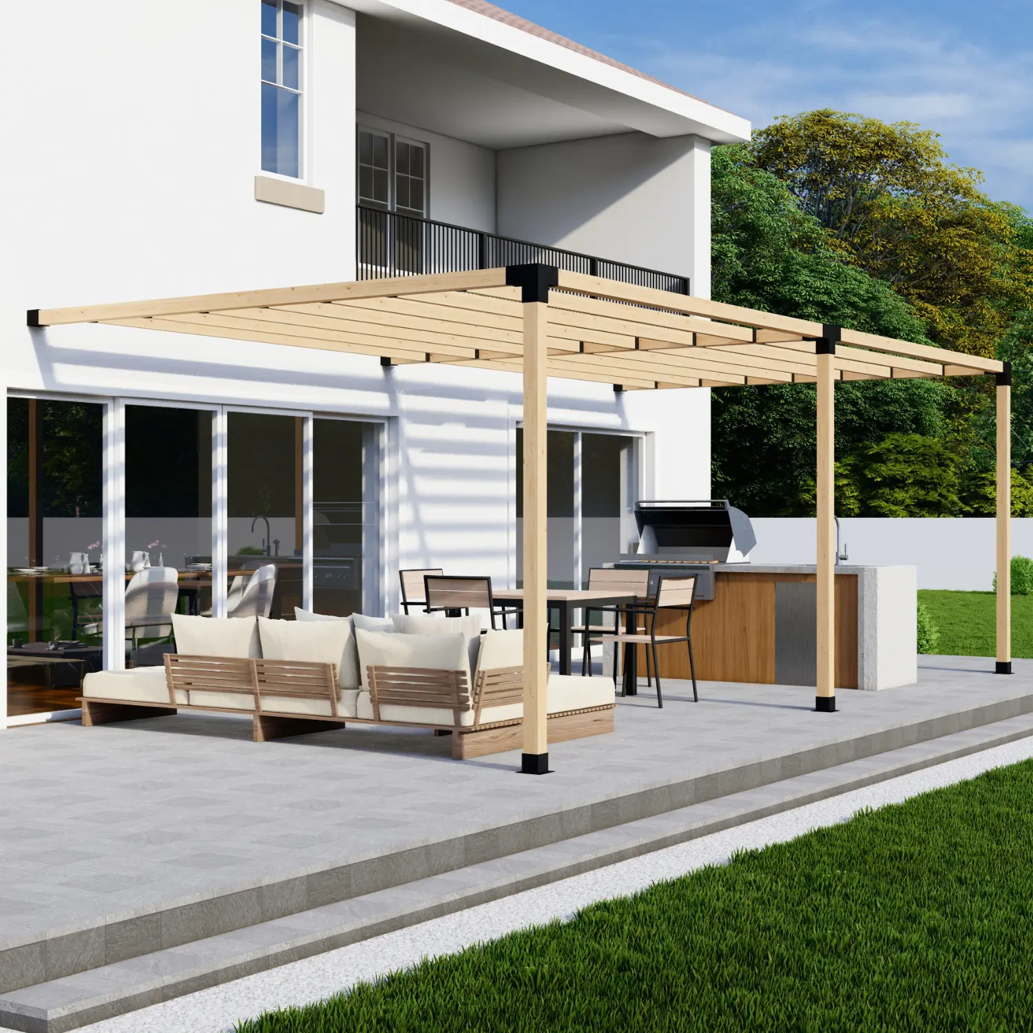 DIY Pergola Kit for a 2-Block Wall-Mounted Pergola Up to 24x12