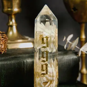 999 Angel Number Resin Floral Crystal Point