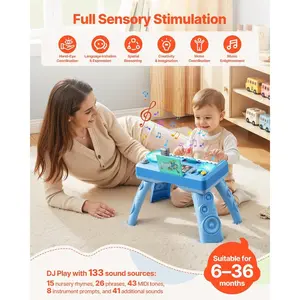 fathersdaygift  VEVOR Baby DJ Playset for Toddlers 1 - 3, Educational Musical Table Toys with 133 Sound Sources, Recording and LED DJ Turntable, Baby Activity Table for Birthday, Gift for Kids Aged 6+ MonthsHoliday giftsVEVOR Super Brand Day
