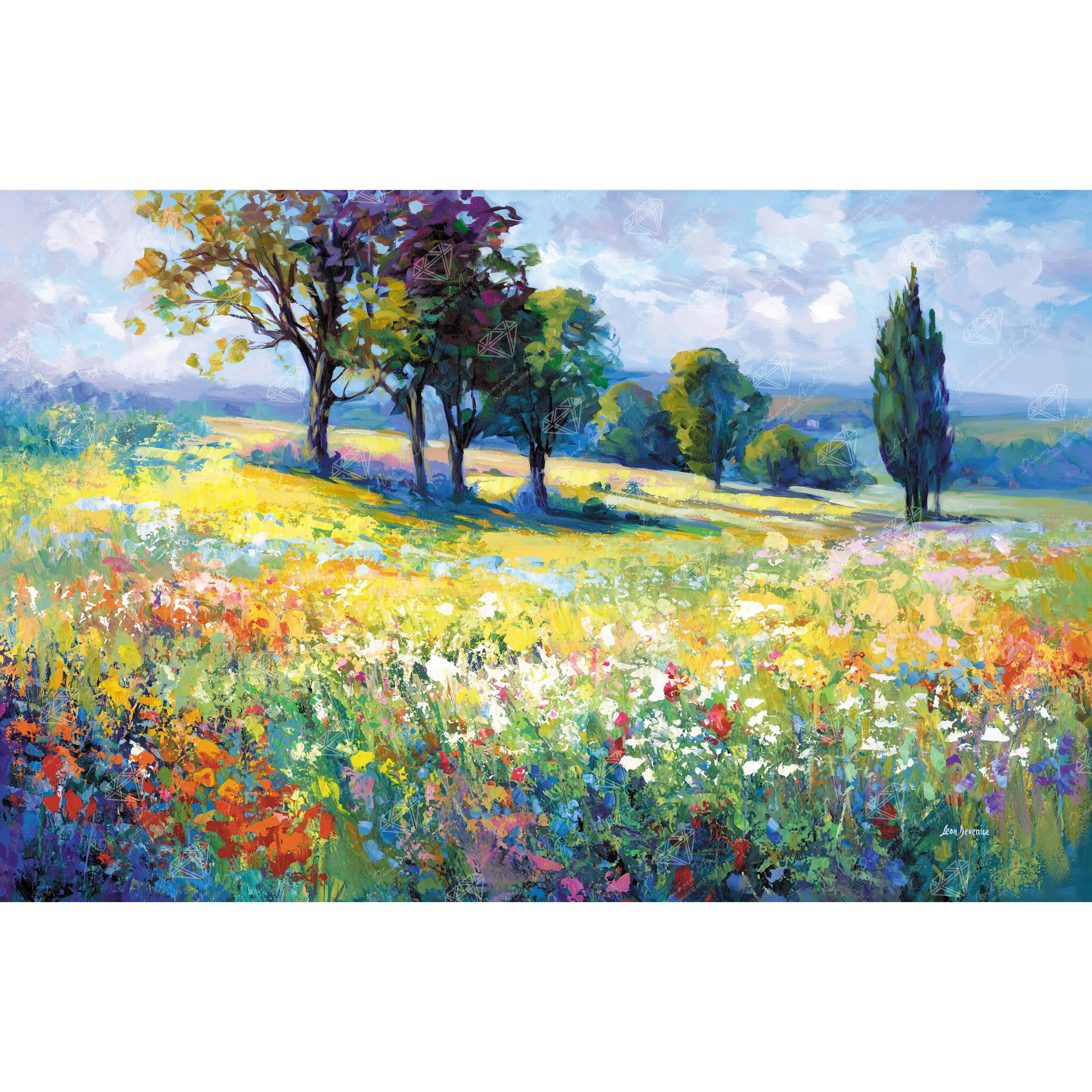 Diamond Art Club® Wildflower Field with Trees in the Summer Countryside Diamond Painting Kit