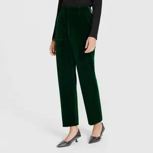 Women's Mid-Rise Velvet Tapered Trousers - A New Day