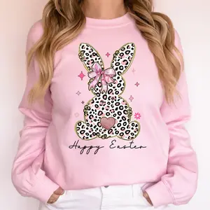 Glittery, Happy Easter, Leopard Print, Retro Cool Sweatshirt