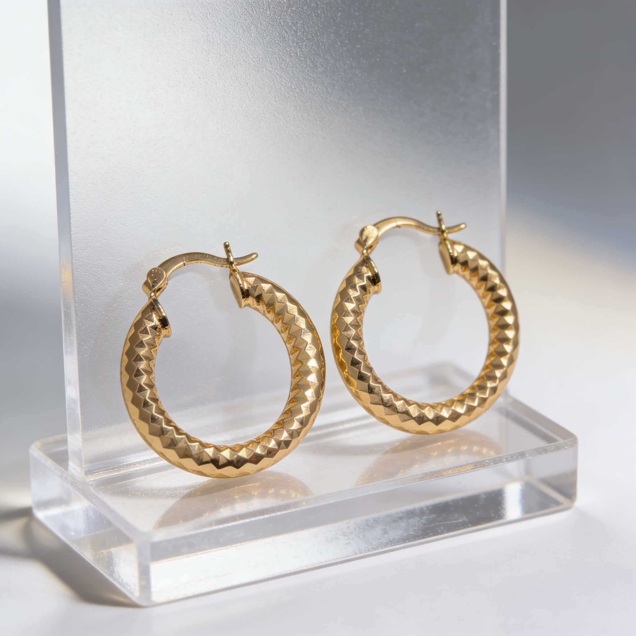 Hypoallergenic 18K Real Gold Plated Hoop Earrings Set Waterproof Long Lasting Color Retention for Everyday Wear