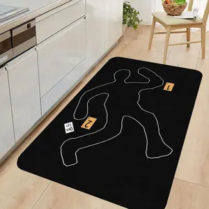 Cartoon Crime Scene Pattern Kitchen Mat, 1 Count Non-slip Soft Floor Mat, Decorative Carpet for Home Living Room Bedroom Kitchen, Cartoon Pattern Rug