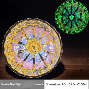 Night-Glow Cup With Gold-Inlaid Peacock Jianzhan Tea Cup Rainbow Peacock Tea Cup Master's Cup Tea Bowl