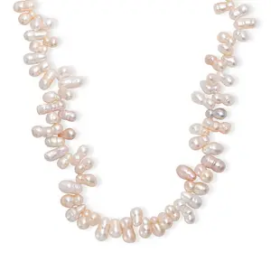 Multi Color Freshwater Pearl Necklace in Rhodium Over Sterling Silver 18 Inches Christmas Gifts