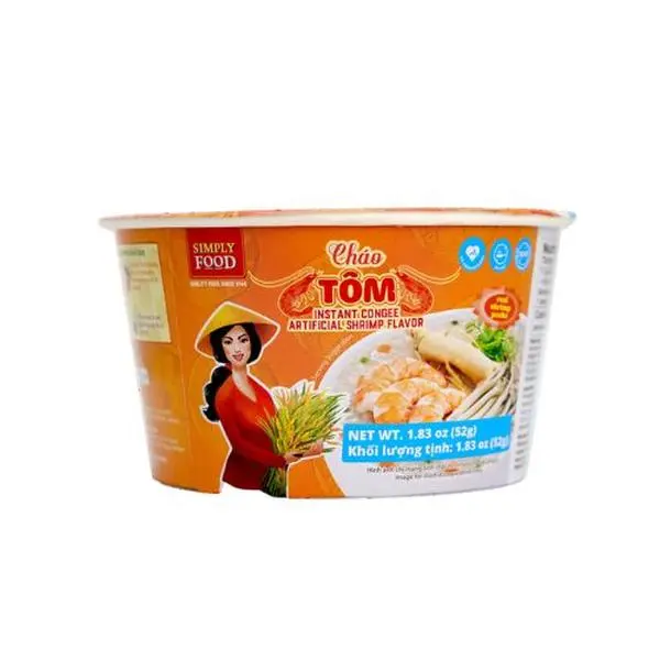 Simply Food Savory Ready-to-Eat Ambient Instant Rice Congee Bowl - Shrimp Flavor, 1.83oz