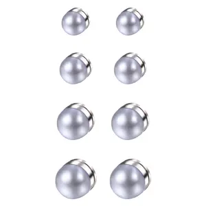 OIDEA Women's 4 Pairs 5-8mm White Bread Pearl Clip Earrings - Non-Pierced Magnet Earrings with Ball-Magnet Structure, Glass Resin Beads for Youth Birthday Gifts
