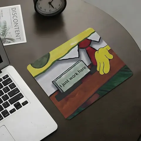 Funny Square Mouse Pad, I Just Work Here Design Desk Mat, Desktop Decorative Protective Pad, Small Non-slip Mousepad, Computer Mouse Pad, Gaming Mouse Pad, Office Mouse Pad for Laptop, Work, Family, Desktop Accessory
