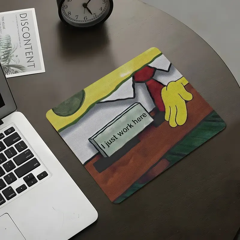 Funny Square Mouse Pad, I Just Work Here Design Desk Mat, Desktop Decorative Protective Pad, Small Non-slip Mousepad, Computer Mouse Pad, Gaming Mouse Pad, Office Mouse Pad for Laptop, Work, Family, Desktop Accessory