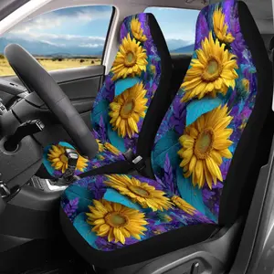 Dreamland Sunflower Printed Car Seat Cover (2-piece set), suitable for front seat protection of sedans and SUVs, enhances driving pleasure, and is a great gift for friends and family, Car Seat Protector