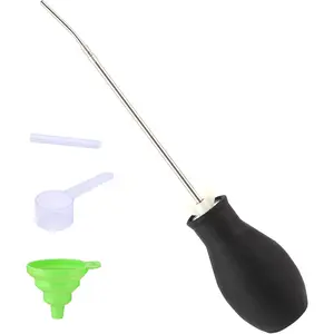 Diatomaceous Earth Powder Duster with Extendable Tube (5" to 22") & Threaded Seal - Leak-Bulb Sprayer for, Home, Pet Area Insect - Includes Funnel & Scoop