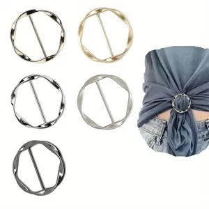 5pc Scarf Clips for T-Shirts, Stylish Metal Round Clothing Fasteners, Versatile T-Shirt Buttons, Belt Clips, a Tool for Shortening, And Waist Cinching Clips