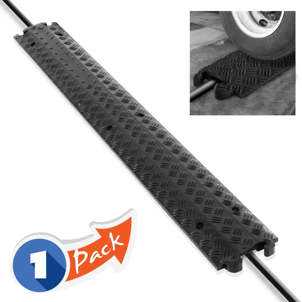1-Ch Cable Cover Ramp Safety Track | Heavy Duty Rubber Cord Protector -  Marine Grade Waterproof Wire Safety Concealment Track with Interlocking M/F Connectors - For Home, Office, Indoor & Outdoor Use