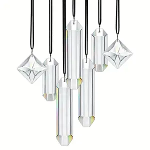 7-Piece Transparent Crystal Prism Sun Catcher Light Hanging Decor, Rainbow Maker Sun Catcher for Windows Balcony Kitchen Garden Decoration