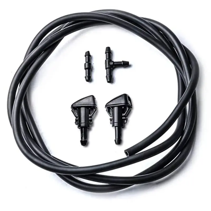 Windshield Washer Squirter Nozzle Spray Kit, 1 Washer Fluid Hose, 2 Hose Connectors, 2m Length for Chrysler Dodge Jeep, Part Numbers 4805742AB, 5113049AA, 2 Meter