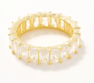 Diamonique Classics Baguette Eternity Band Ring, Sterling