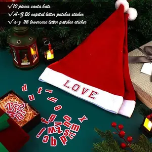 10pcs Christmas Hats, Santa Hats with 52pcs of letter stickers
