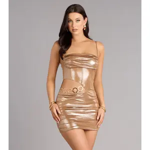 Worth The Stare Metallic Cutout Mini Dress