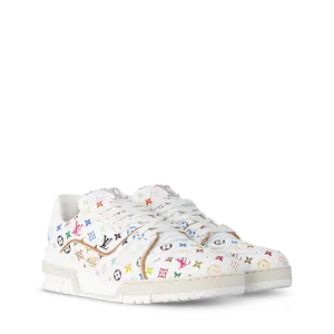 ‮ nottiuV siuoL ‬    X Takashi Murakami LeatherLow-Top Lace-Up Sports Shoes - House WhiteAthletic Footwear, Maison Mihara Casual Trainers | Good Condition