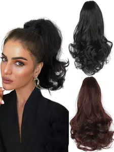 10 inch wavy ponytail clip-in Heat Friendly Synthetic extensions wig, natural look voluminous synthetic heat-resistant hairpiece for women daily party use, Synthetic Hairpieces