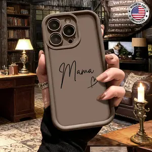 Cute Minimalist Mama Lettering Pattern Aesthetic Case for iPhone 17 16 15 14 Pro Max 13 12 11 XR XS Plus Air Slim Lightweight Shockproof Anti Drop Protective Durable TPU Cover