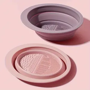 1pc Foldable Silicone Makeup Brush Cleaner - Unscented, Portable Washing Bowl for Brushes & Beauty Blenders, Ideal for Travel
