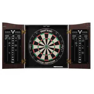 [OPEN BOX]  Viper Vault Dartboard Cabinet with Shot King Sisal Dartboard Patina Bronze Hinges Dry Erase Scoreboards