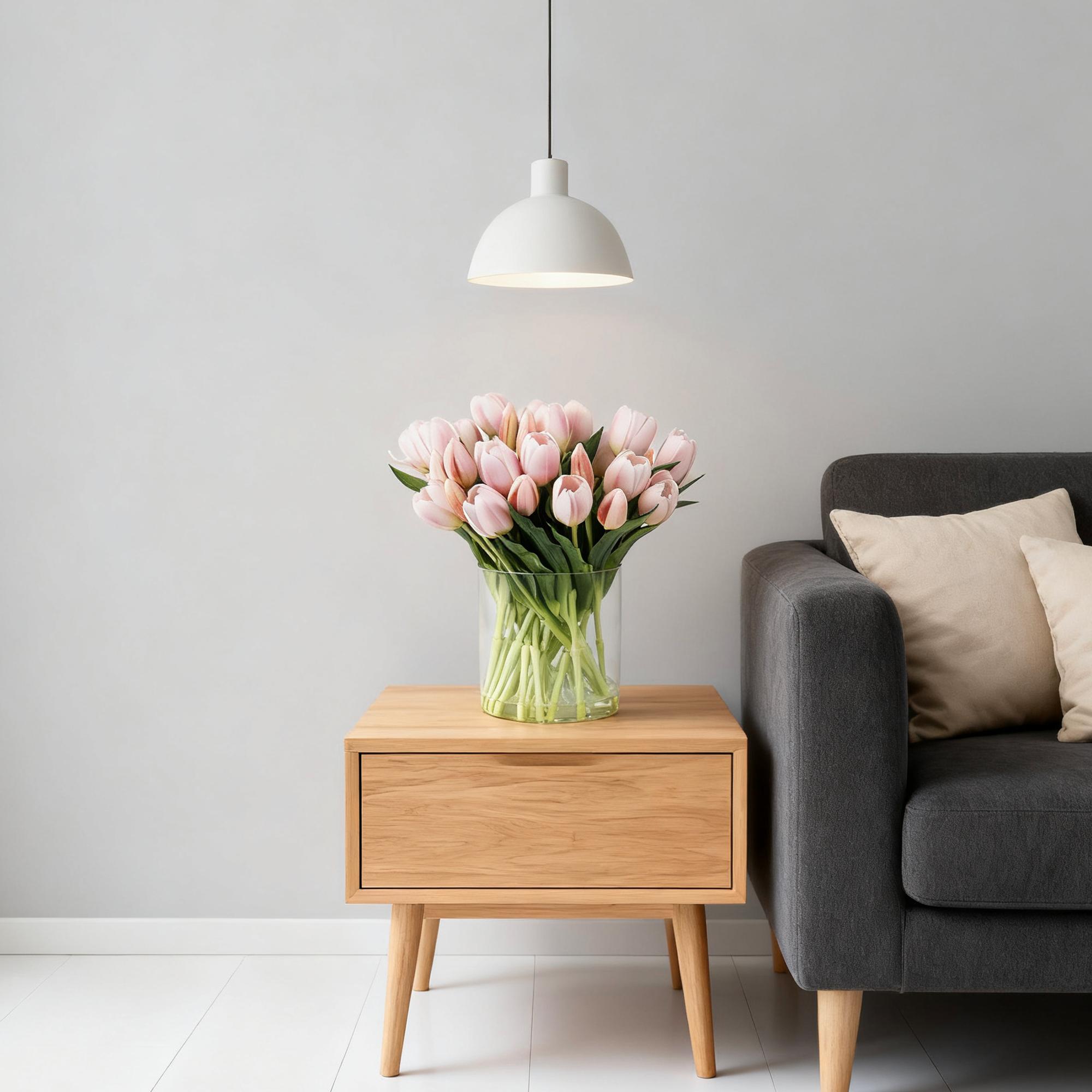 Porch decor,ennvaofficial 40 artificial tulips, realistic touch faux flowers for home decoration, artificial tulip bouquet, suitable for spring, Easter, Mother's Day, weddings, and restaurant table decoration (light pink)