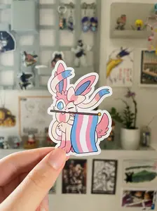 Sylveon Eeveelutions LGBTQ+ Pride Sticker, LGBT Sticker, Cute Eevee Evolution Pride Month Sticker, Anime Pride Gift, Video Gamer Sticker