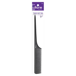 Diane Thick Rat Tail Comb-Black 9.25 in