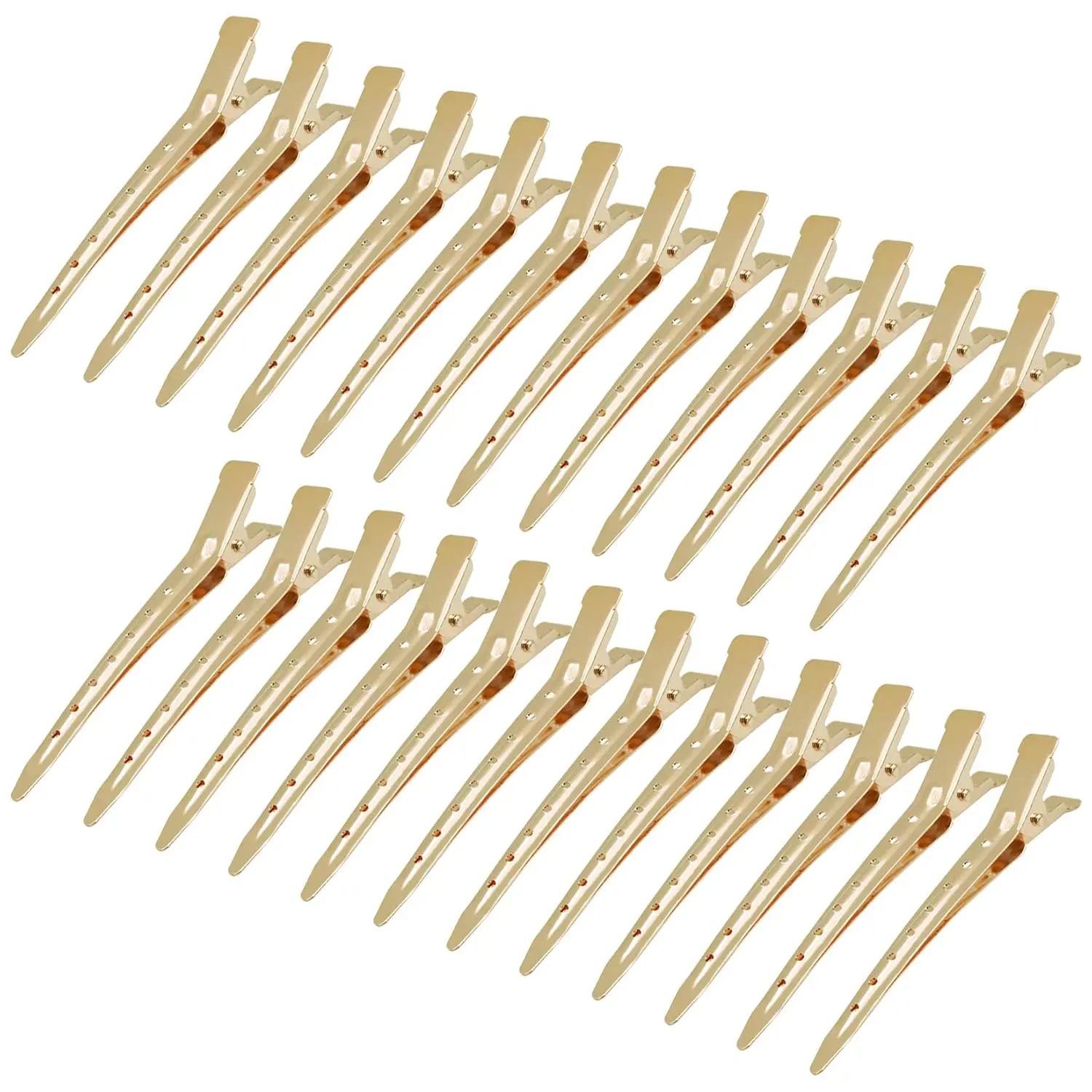 24 Packs Duck Bill Clips, Bantoye 3.35 Inches Rustproof Metal Alligator Curl Clips with Holes for Hair Styling,