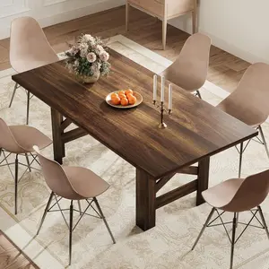 GAOMON Dining Table for 6-8, 71" Long Large Wooden Farmhouse Kitchen Table with Thick Sturdy Frame, Rectangular Dining Room Dinner Table with Stable Triangular Legs for Kitchen,Office,Rustic Brown