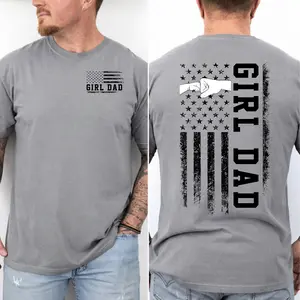 Girl Dad American Flag Graphic T Shirt , Father Daughter Fist Bump Design , Proud Dad Gift Tee , Patriotic Family Style , Unisex Cotton Comfort Fit , Everyday Casual Streetwear, Unisex Casual Graphic T-Shirts