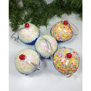 Vintage Cupcake Christmas Ornaments