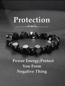 Natural Obsidian Agate Bracelet, Elegant Bangle, Root Chakra Protection Stone, Men's Energy Jewelry, Boost Confidence & Stability In Energy Fields Gift