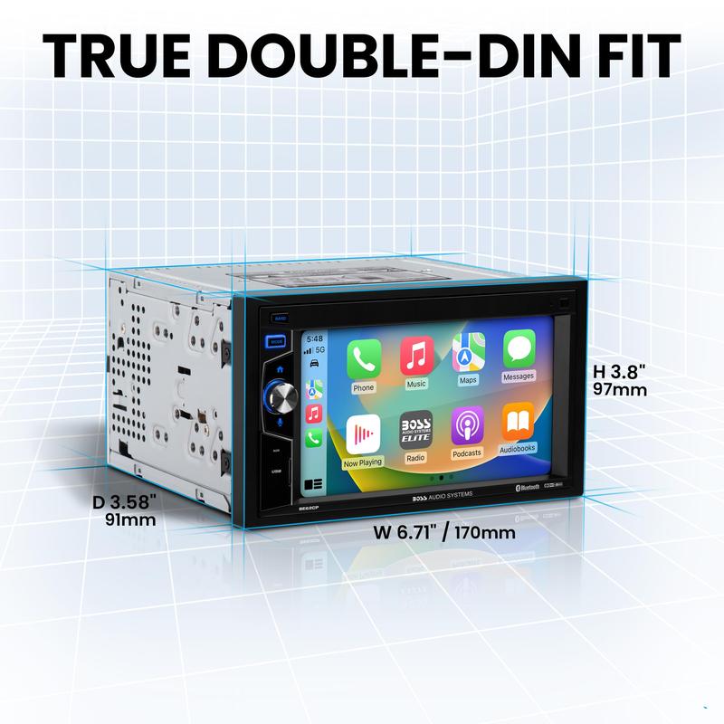 BOSS Audio BE62CP-C Car Stereo AM FM Bluetooth Apple CarPlay with 6.2" Touchscreen & Backup Camera for Enhanced Driving Experience