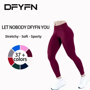 (With Logo) DFYFN Women's Seamless Leggings High Waistband Power Lift Support Gym Trousers