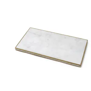 Marble Tray with Gold Trim - Elegant Floral Design for Home Décor