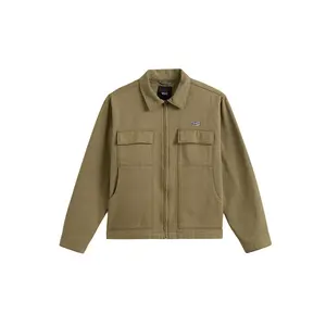 VANS Men's McAvoy Zip Station Long Sleeve Cotton Plain Top Coat, Bay Leaf, All Seasons Casual Menswear, Durable Fabric, Sturdy Hem, Zipper Closure, Functional Pocket, Label Detail, Coats