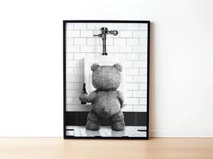 Funny Movie Bathroom Poster – Black & White Wall Art for Quirky, Aesthetic Bathroom Decor