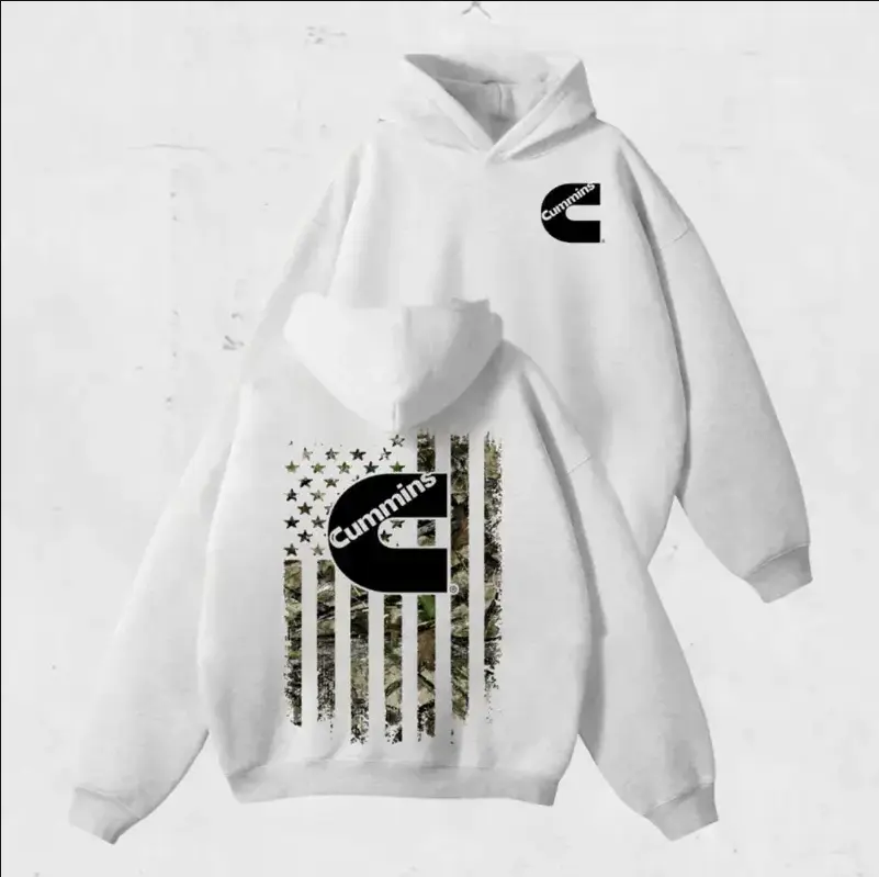 Cummin Trucks Camo Hoodie – Vintage Freightliner USA Flag Graphic Tee, Classic American Truck Streetwear for Men & Women, Perfect Gift for Pickup & Country Fans