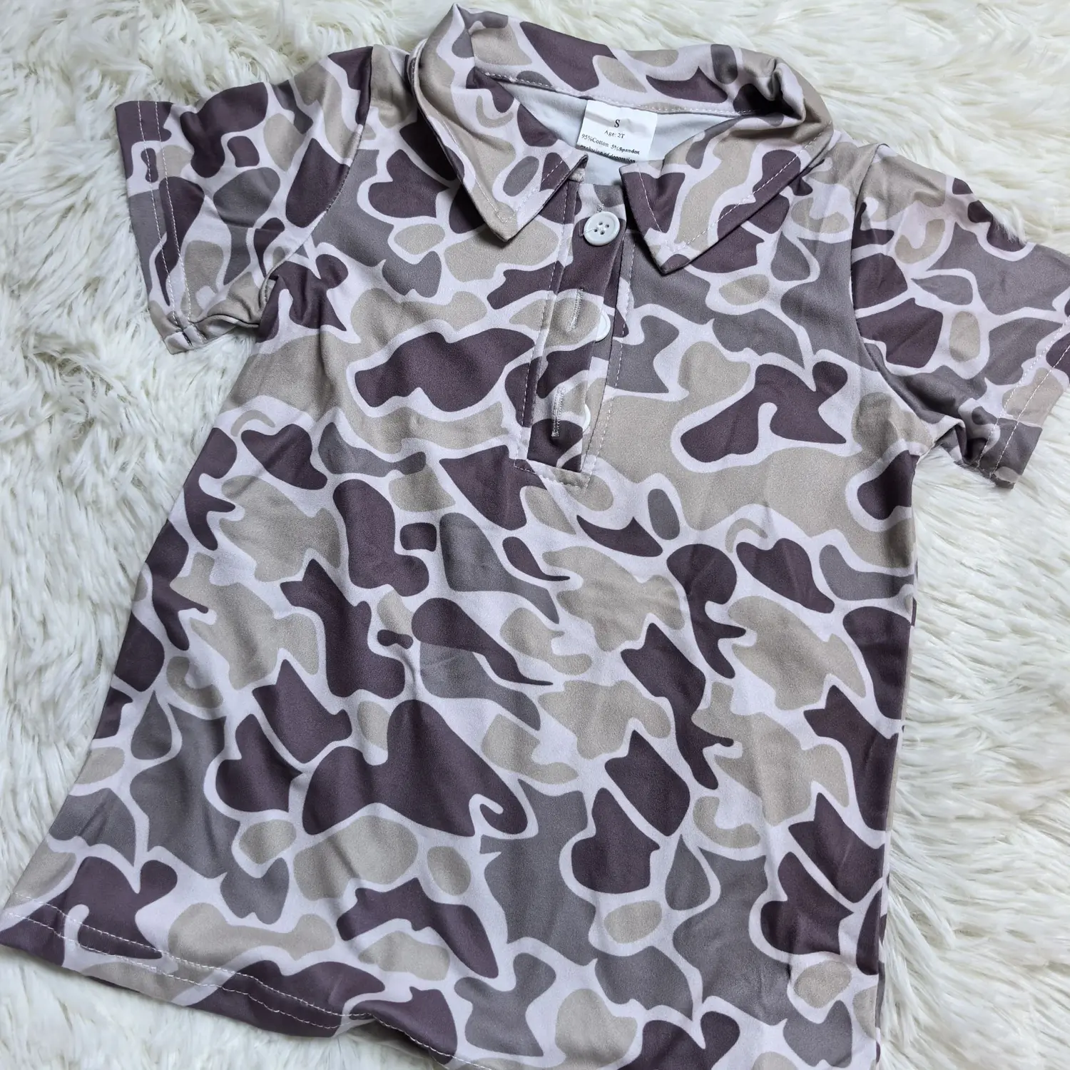 New Cute Sibling Kids Clothing Little Boys Casual Camouflage Button Short Sleeve Polo Shirts