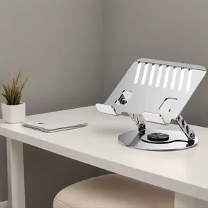 2-Axis Adjustable Laptop Cooling Stand with 360° Swivel Base - Heavy-Duty Carbon Steel Ergonomic Riser for 10-17.3" Notebooks (MacBook Pro Air, Dell, HP) - Foldable All-Metal Desk Holder with Heat Dissipation, Space-Saving Home Organizer Rack