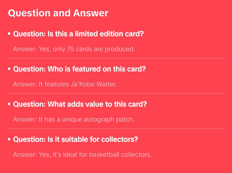 BASKETBALL- 2024–25 Panini Select - Ja’Kobe Walter Prime Selections Rookie Auto Patch /75 Rookie  - Toronto Raptors